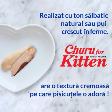 Churu Kitten cu Ton, 4 x 14 g – recompensă cremoasă pentru pisoi